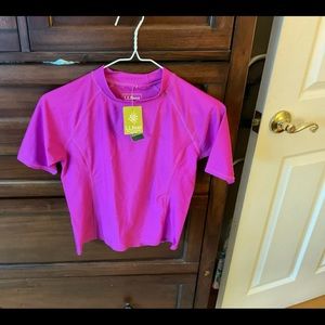 LL Bean girl’s short sleeve rashguard. Wild Orchid. Size M (10-12). NWTs